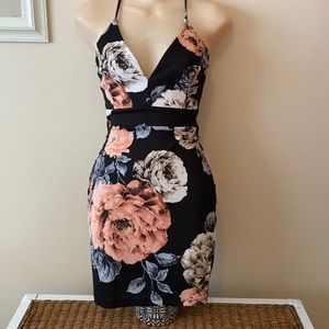 Black floral cocktail dress size small